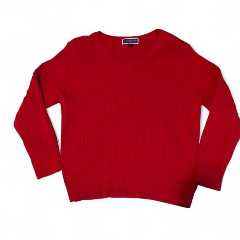 Karen‎ Scott Women's V-Neck Sweater in Vibrant Red
